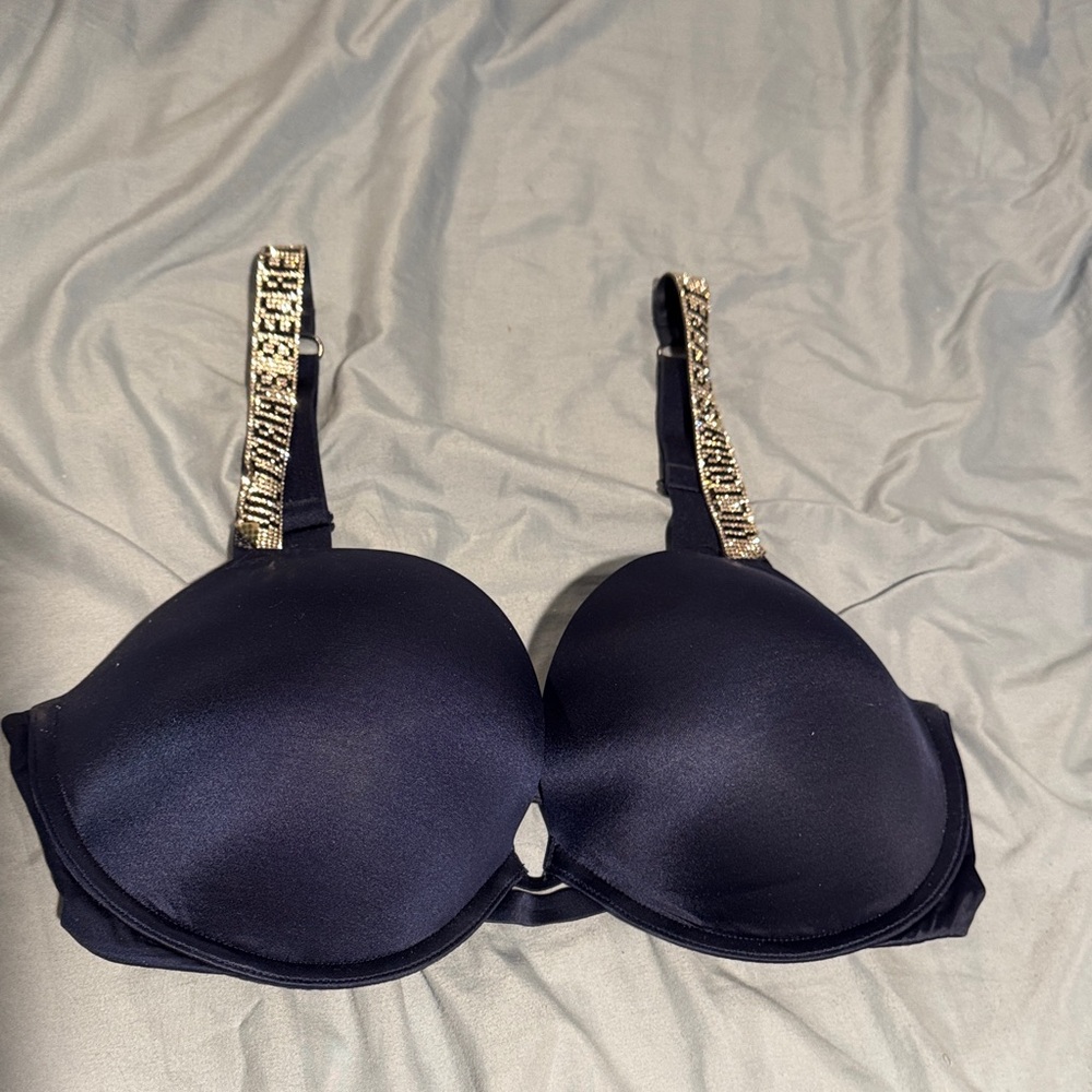 Victoria's Secret Navy Bra with Gold Embellished Straps